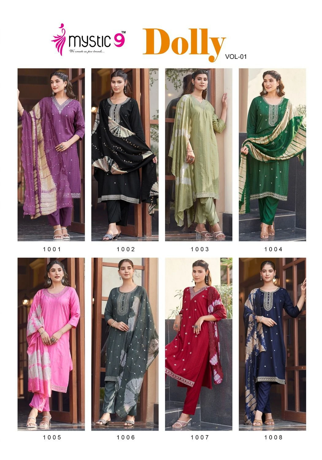 Mystic 9 Dolly Vol 1 Heavy Rayon Dobby Wholesale Readymade Salwar Suit Catalog — Wholesale Readymade Suit, MPA wholesale from Surat — view 9